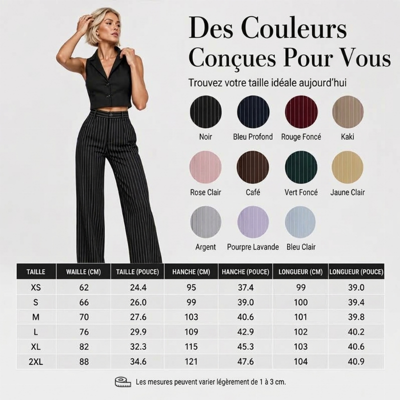⏳Liquidation totale⏳Pantalon à pattes d'éléphant rayé taille haute pour femme