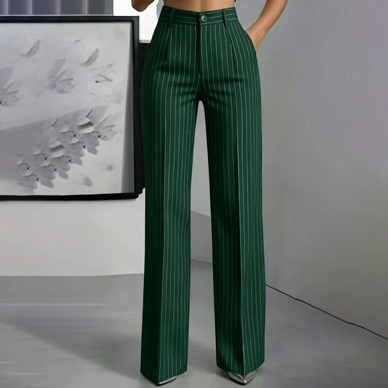⏳Liquidation totale⏳Pantalon à pattes d'éléphant rayé taille haute pour femme