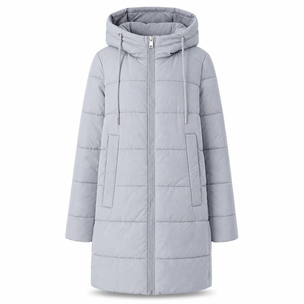 👜 -50 % sur toute la mode femme ! ✨Manteau matelé long à capuche et coupe slim, couleur unie, avec poches pour l'hiver
