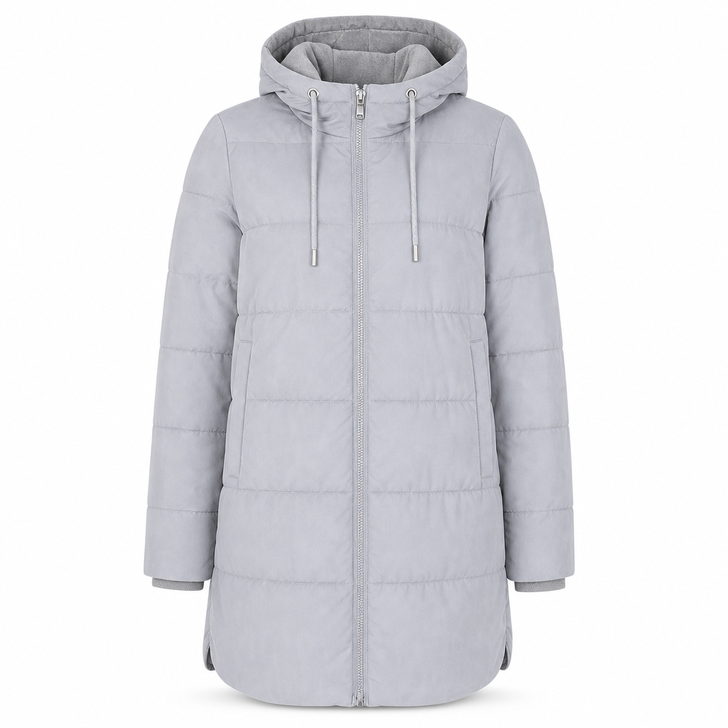 👜 -50 % sur toute la mode femme ! ✨Manteau matelé long à capuche et coupe slim, couleur unie, avec poches pour l'hiver
