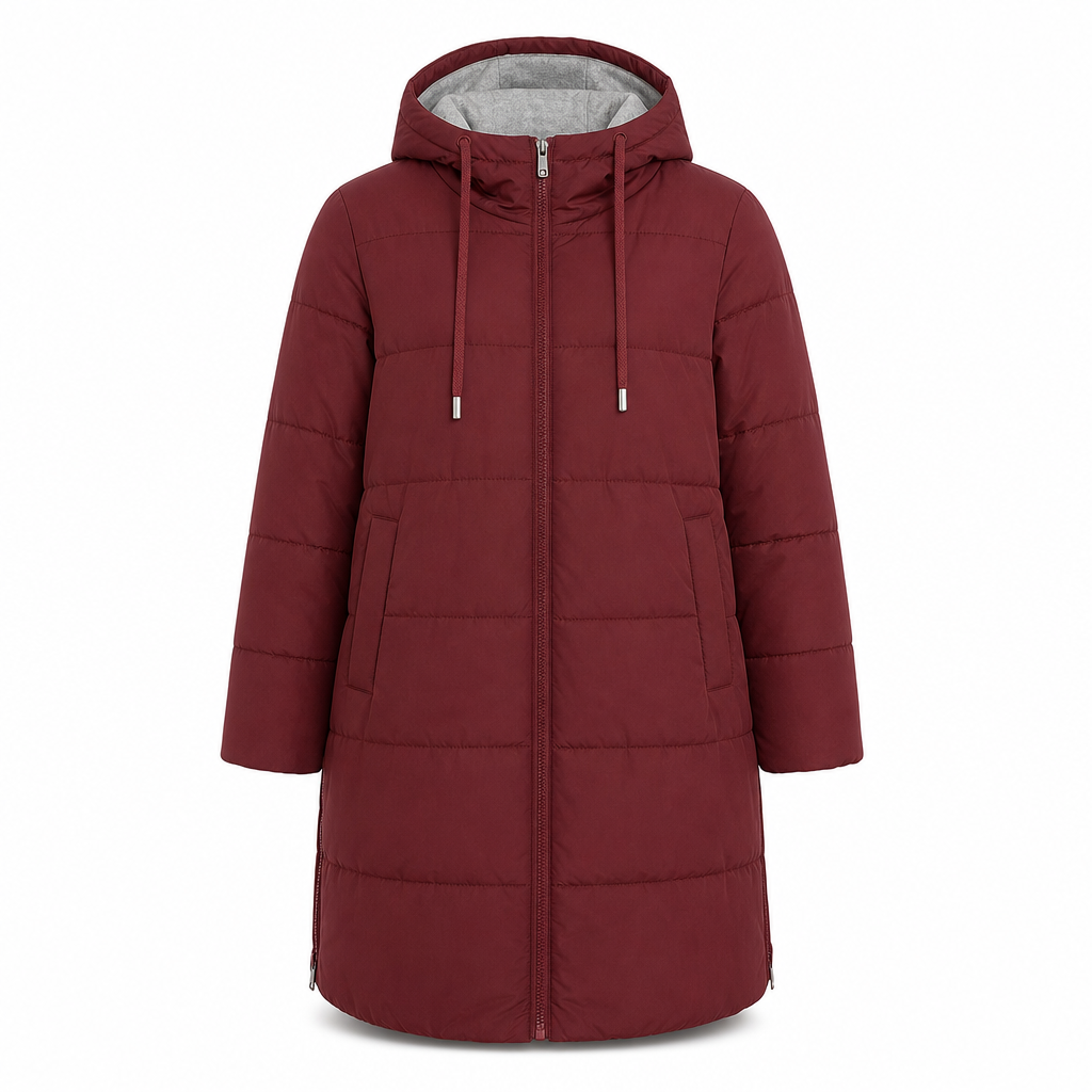 👜 -50 % sur toute la mode femme ! ✨Manteau matelé long à capuche et coupe slim, couleur unie, avec poches pour l'hiver
