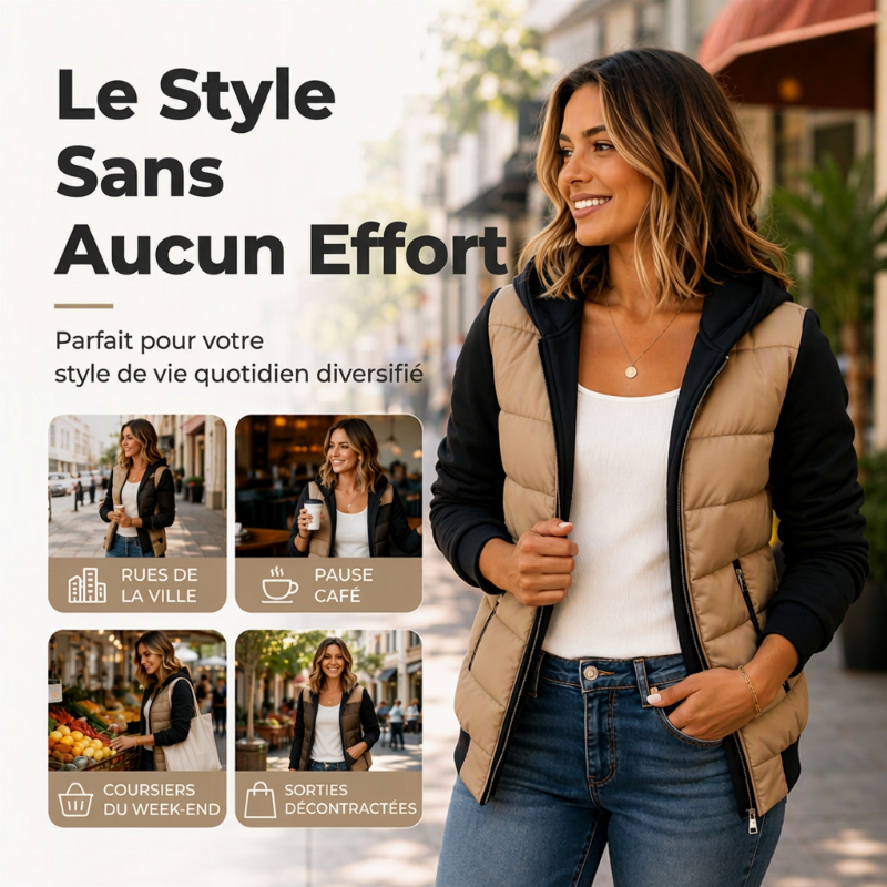 👜 -50 % sur toute la mode femme ! ✨Veste matelassée à capuche et blocs de couleur pour femme