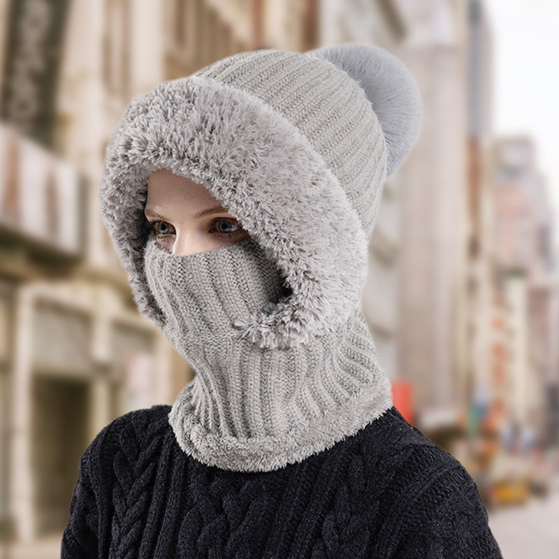 ⏳Liquidation totale⏳Bonnet Écharpe et Masque 3-en-1 Tricoté d'Hiver pour Femmes