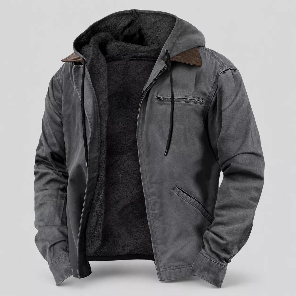 ⏳Liquidation totale⏳Veste de travail à capuche doublée de peluche pour homme