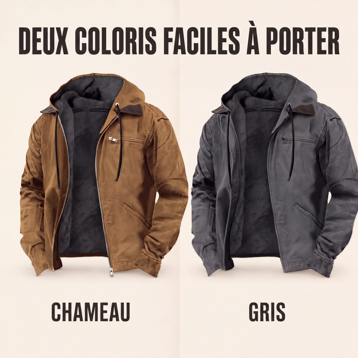 ⏳Liquidation totale⏳Veste de travail à capuche doublée de peluche pour homme