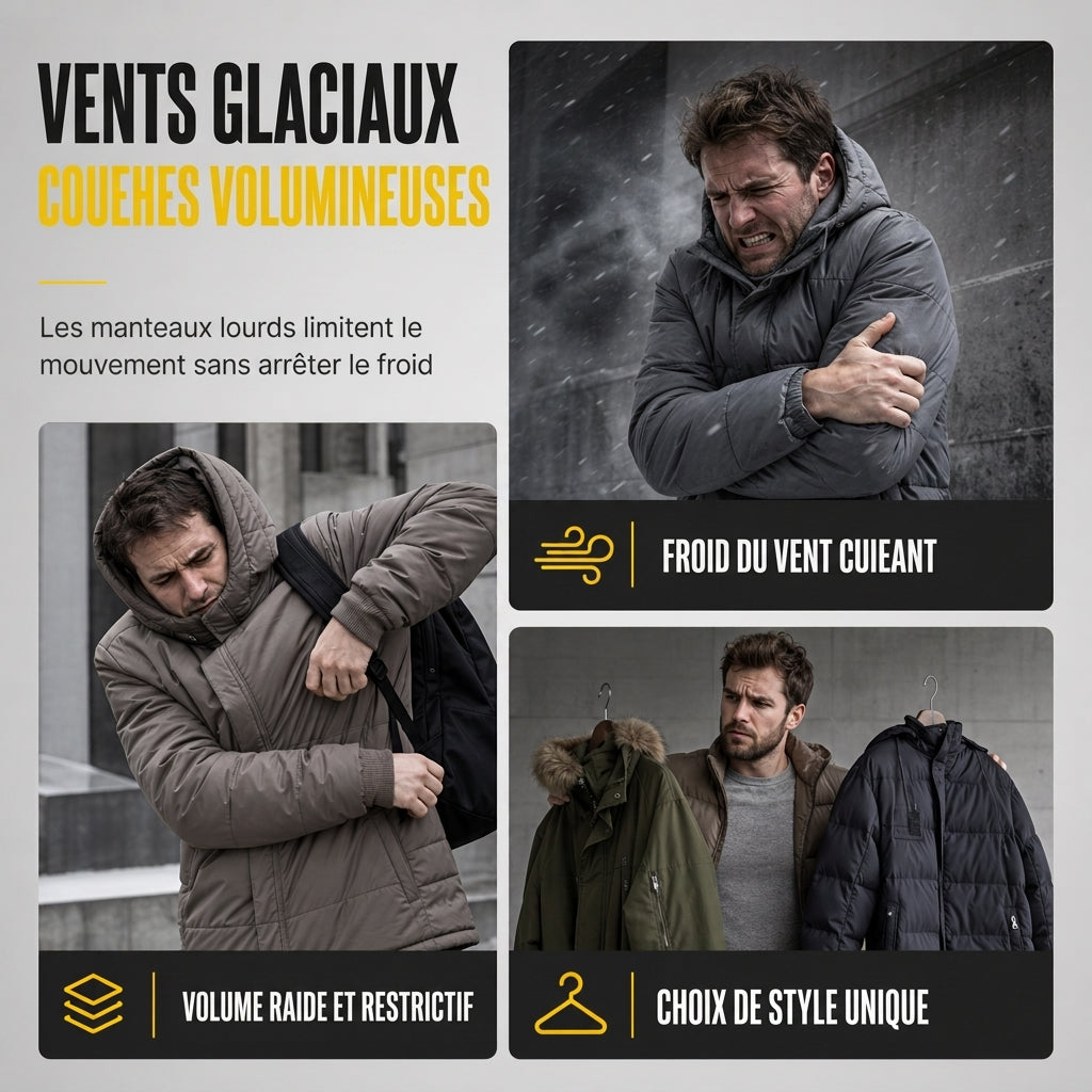 👜 -50 % sur toute la mode femme ! ✨Manteau chaud réversible à capuche pour homme