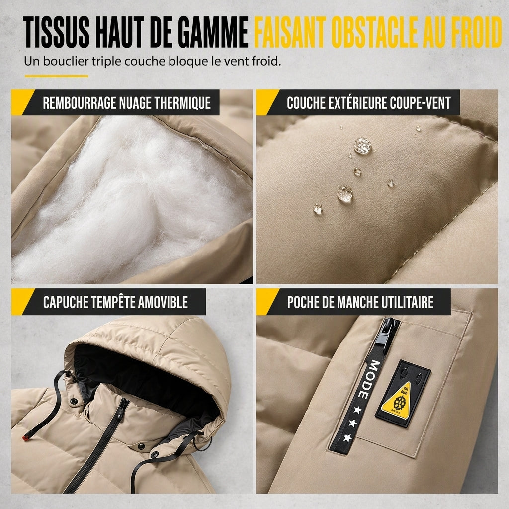 👜 -50 % sur toute la mode femme ! ✨Manteau chaud réversible à capuche pour homme