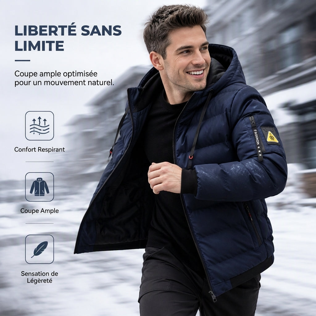👜 -50 % sur toute la mode femme ! ✨Manteau chaud réversible à capuche pour homme