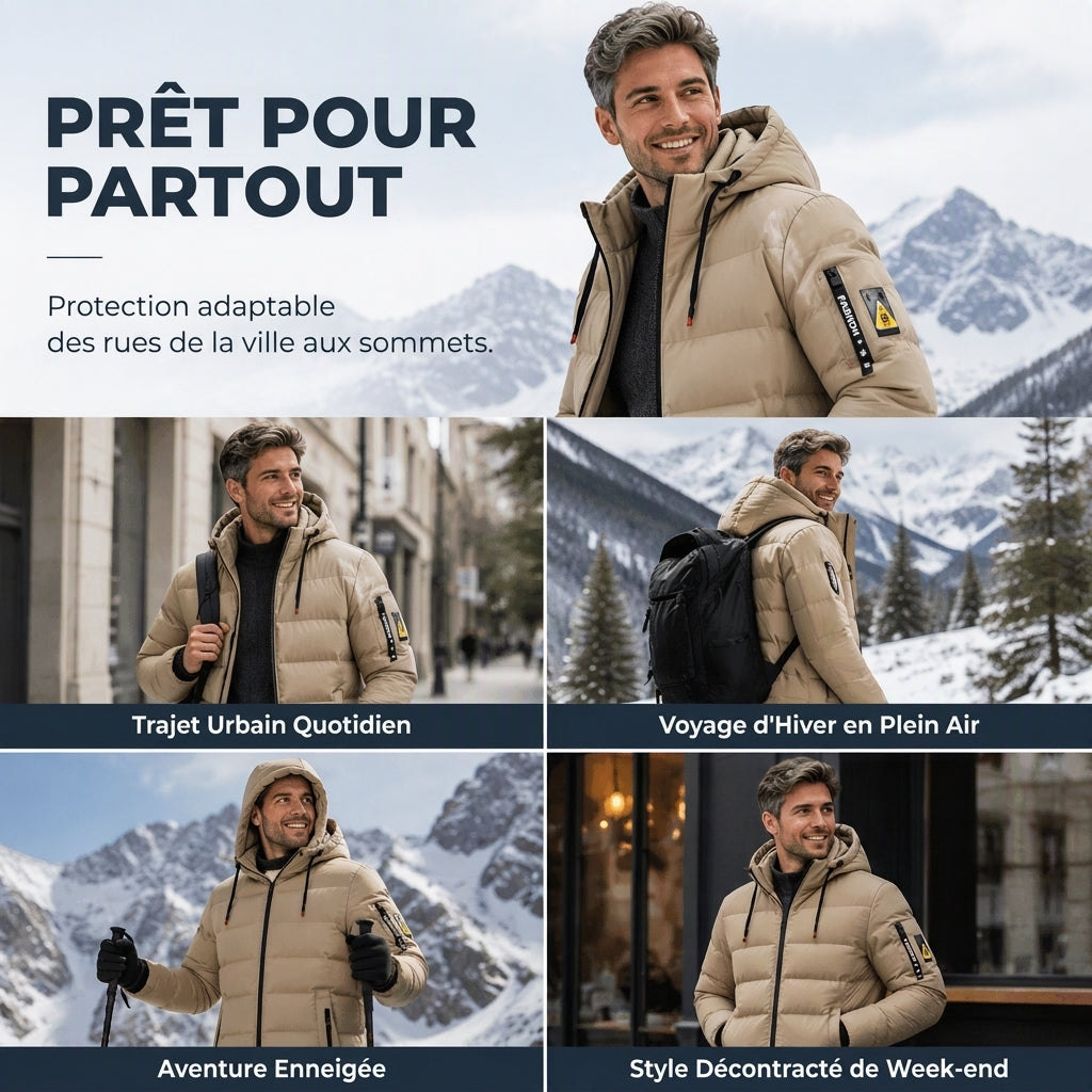 👜 -50 % sur toute la mode femme ! ✨Manteau chaud réversible à capuche pour homme