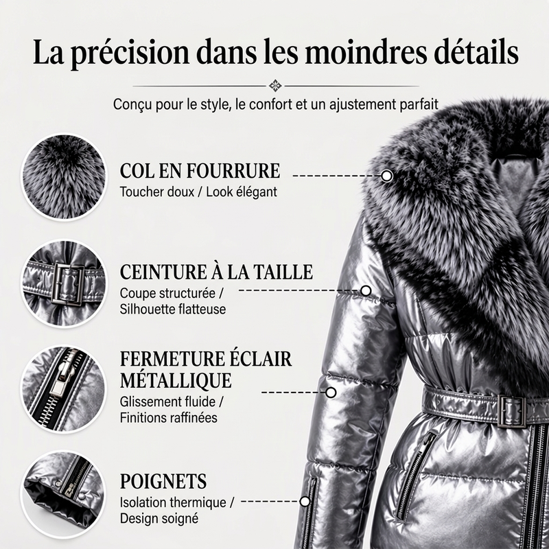 ⏳Liquidation totale⏳Veste matelassée femme avec col en fausse fourrure