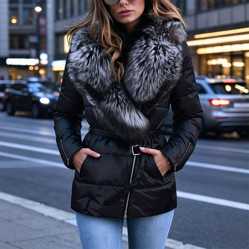 ⏳Liquidation totale⏳Veste matelassée femme avec col en fausse fourrure