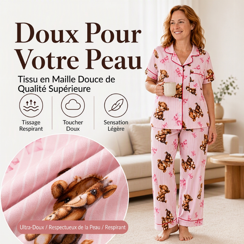 ⏳Liquidation totale⏳Ensemble de pyjama 3 pièces pour femme à motif vache Highland