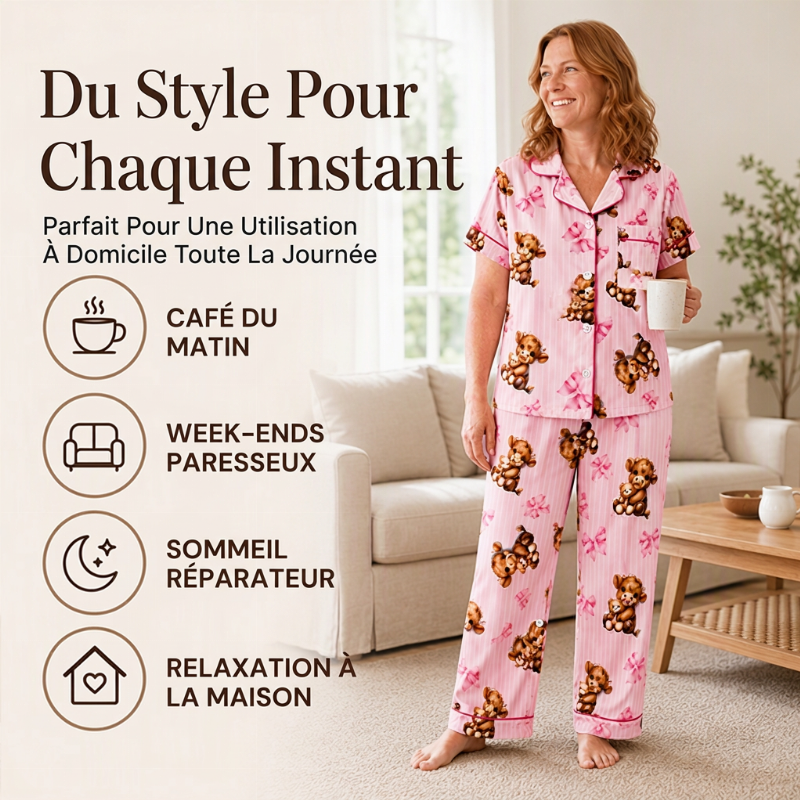 ⏳Liquidation totale⏳Ensemble de pyjama 3 pièces pour femme à motif vache Highland