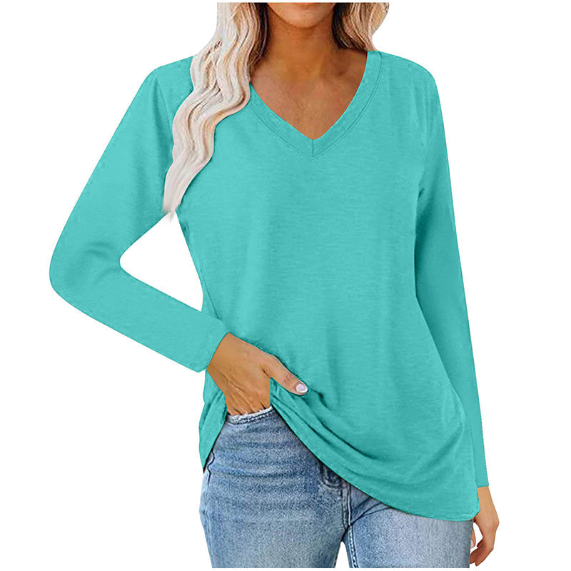 👜 -50 % sur toute la mode femme ! ✨Haut décontracté à col V et manches longues pour femme