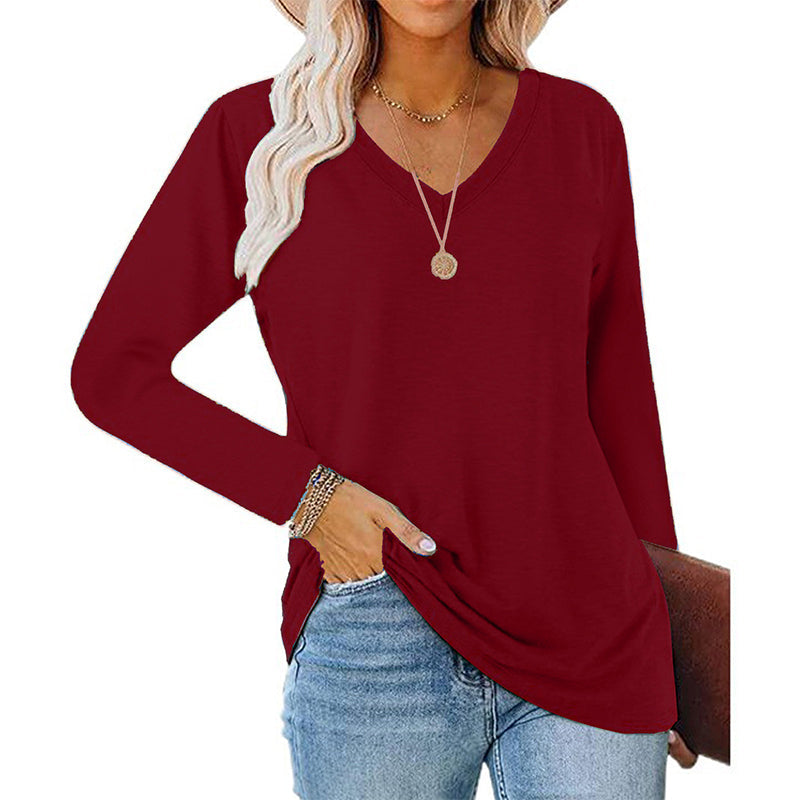 👜 -50 % sur toute la mode femme ! ✨Haut décontracté à col V et manches longues pour femme