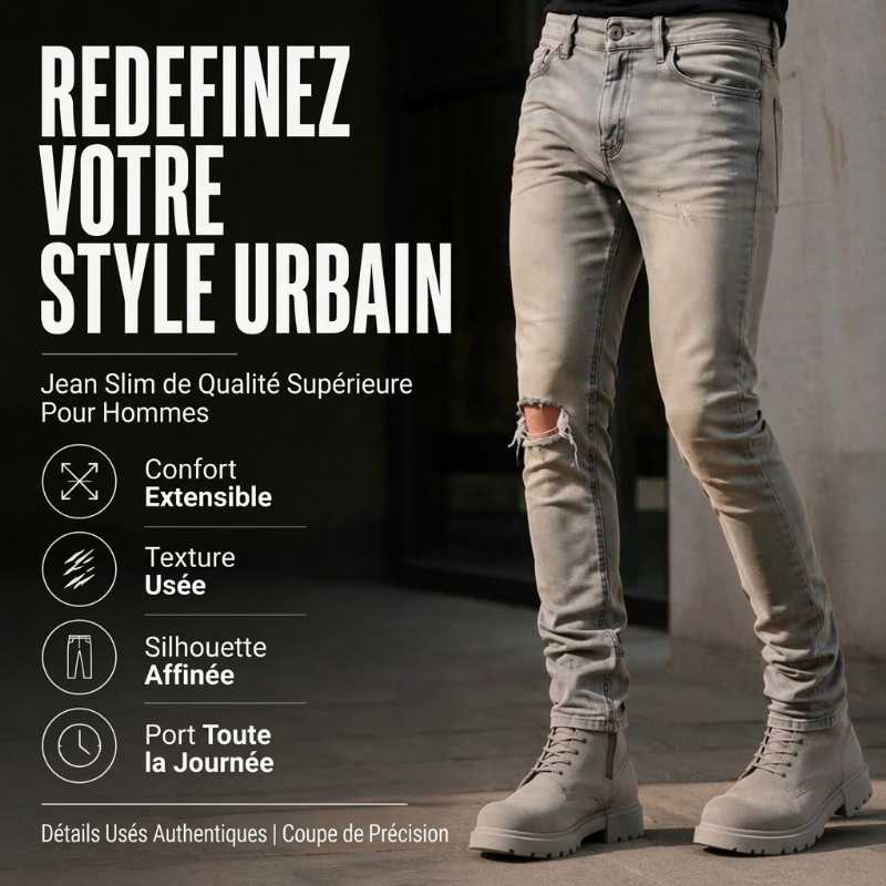 👜 -50 % sur toute la mode femme ! ✨Jean slim déchiré tendance pour homme