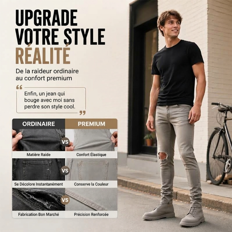👜 -50 % sur toute la mode femme ! ✨Jean slim déchiré tendance pour homme