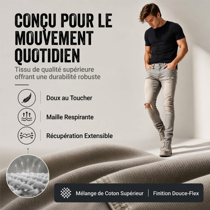 👜 -50 % sur toute la mode femme ! ✨Jean slim déchiré tendance pour homme