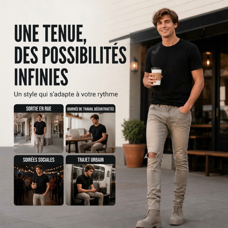 👜 -50 % sur toute la mode femme ! ✨Jean slim déchiré tendance pour homme