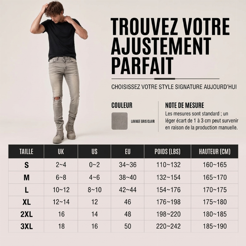 👜 -50 % sur toute la mode femme ! ✨Jean slim déchiré tendance pour homme