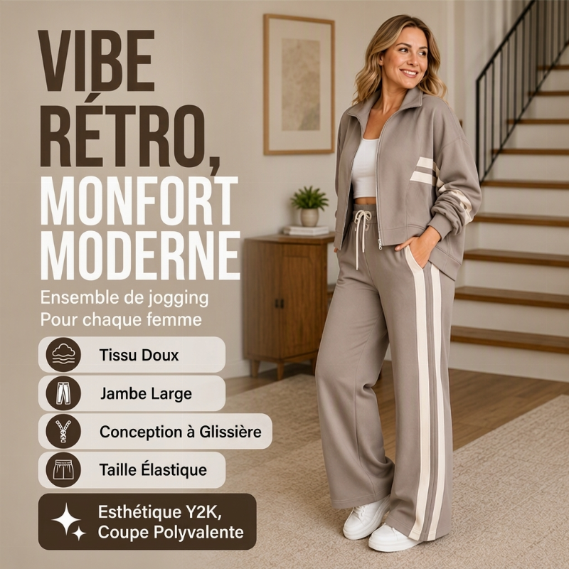 👜 -50 % sur toute la mode femme ! ✨Ensemble sportif 2 pièces à rayures pour femmes