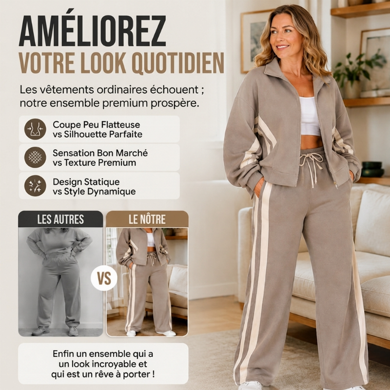 👜 -50 % sur toute la mode femme ! ✨Ensemble sportif 2 pièces à rayures pour femmes