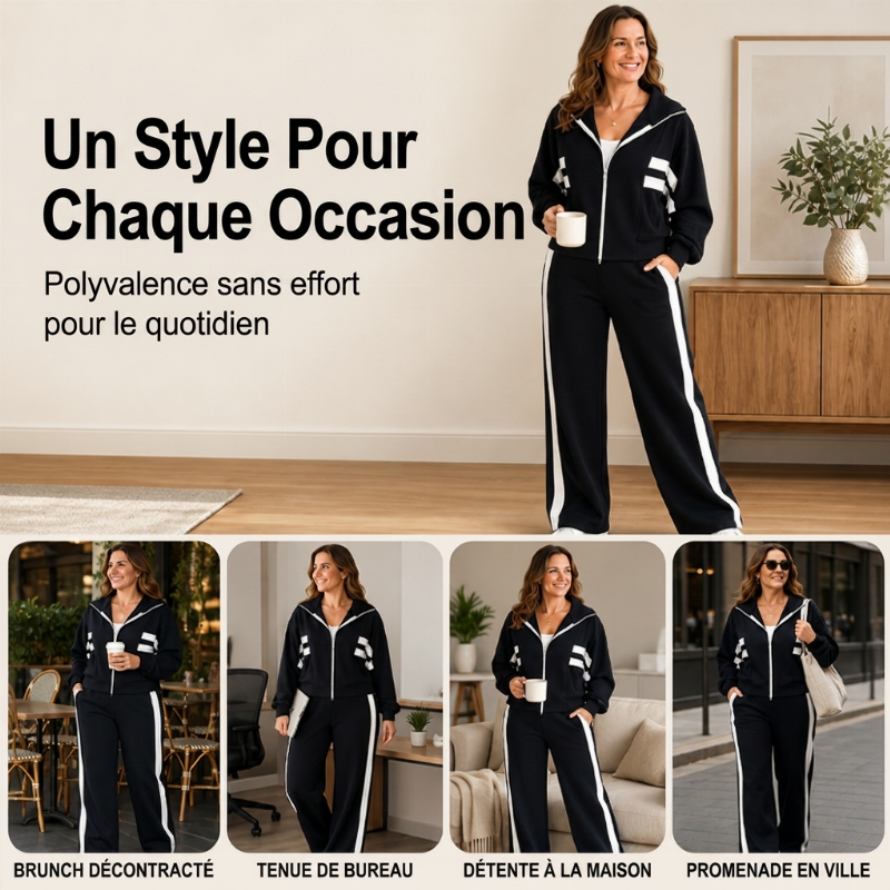 👜 -50 % sur toute la mode femme ! ✨Ensemble sportif 2 pièces à rayures pour femmes