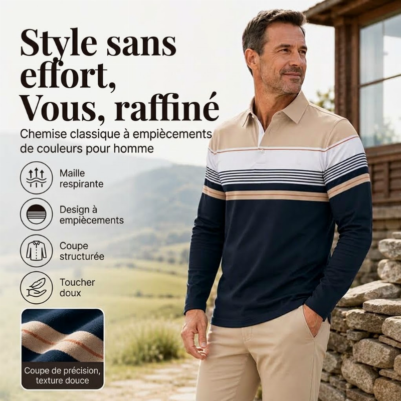 👜 -50 % sur toute la mode femme ! ✨Haut rayé à bloc de couleurs classique pour homme