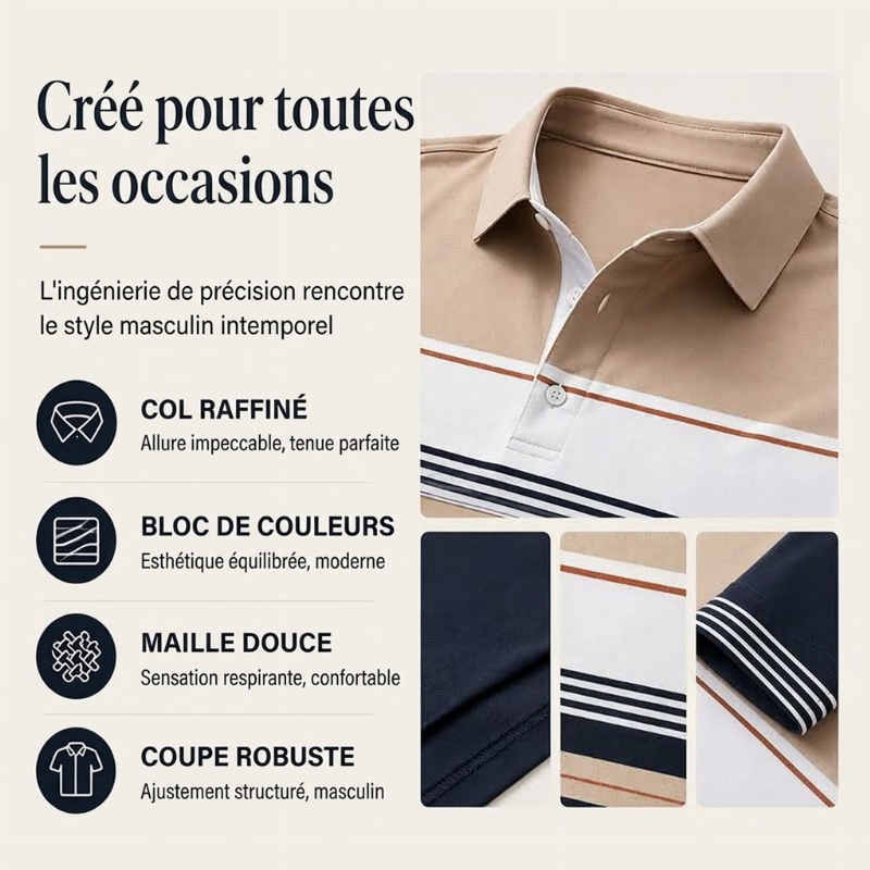 👜 -50 % sur toute la mode femme ! ✨Haut rayé à bloc de couleurs classique pour homme