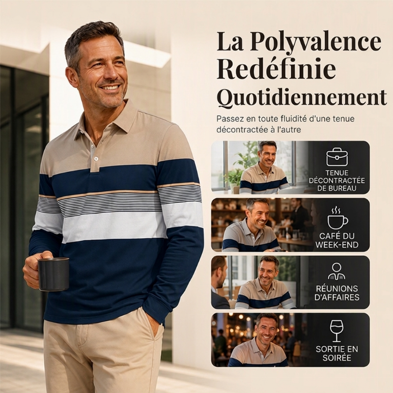 👜 -50 % sur toute la mode femme ! ✨Haut rayé à bloc de couleurs classique pour homme