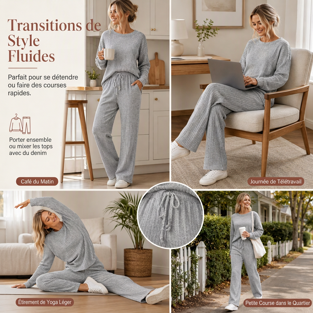 ⏳Liquidation totale⏳Ensemble de détente en maille décontracté pour femme