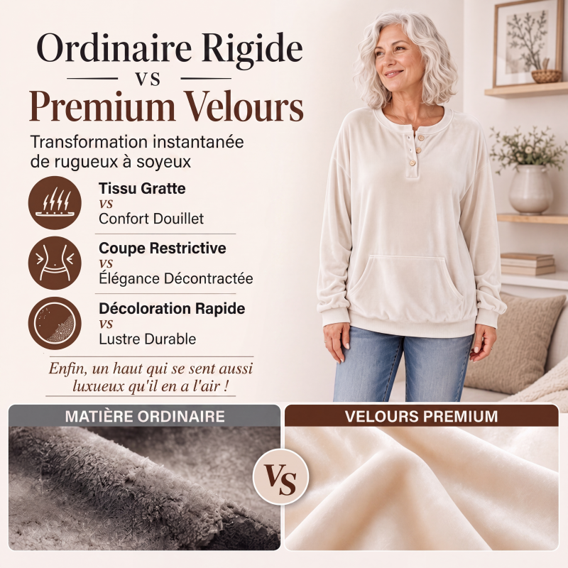 ⏳Liquidation totale⏳Sweat-shirt en velours doré pour femme