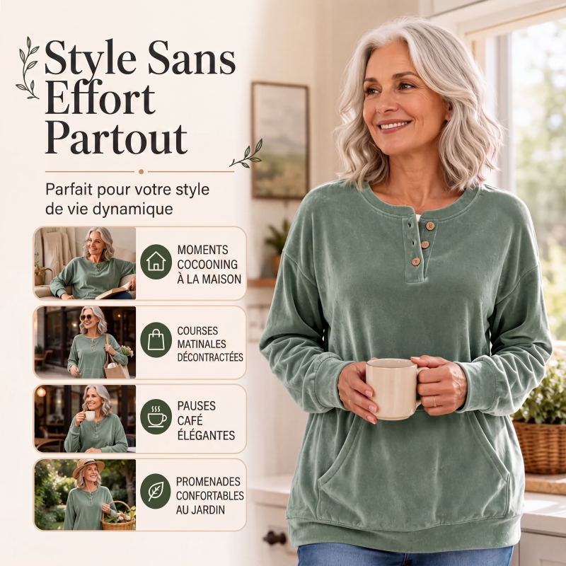 ⏳Liquidation totale⏳Sweat-shirt en velours doré pour femme