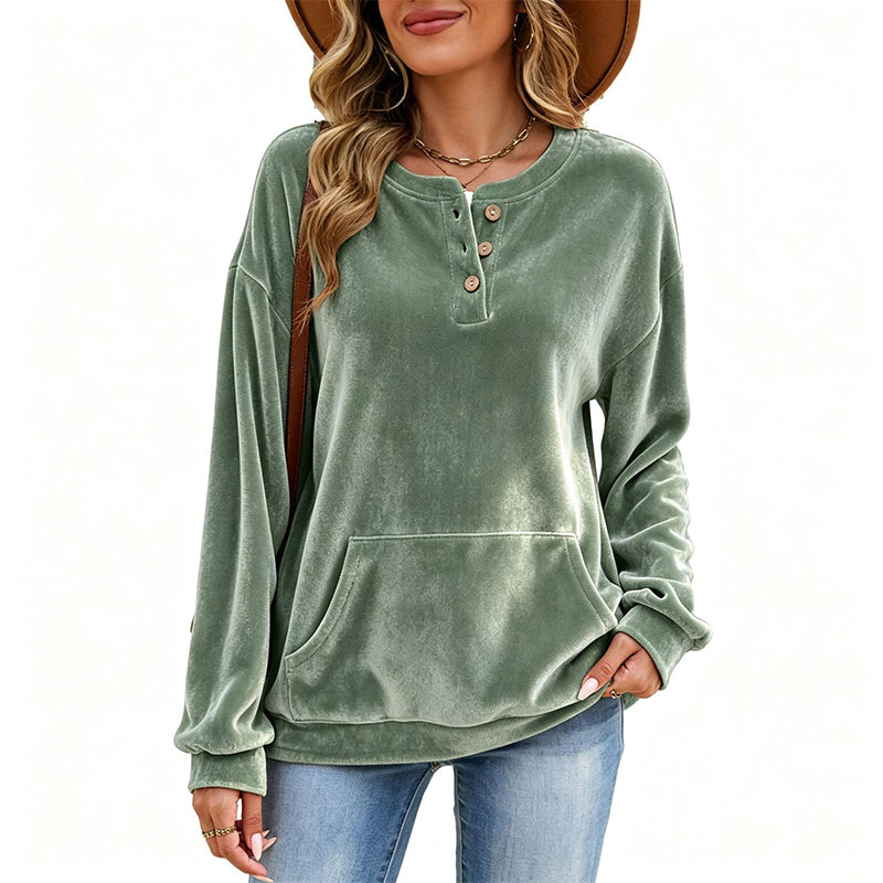 ⏳Liquidation totale⏳Sweat-shirt en velours doré pour femme