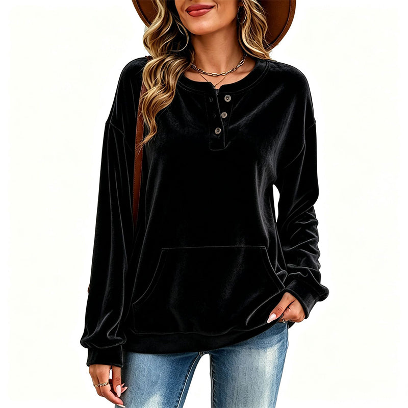 ⏳Liquidation totale⏳Sweat-shirt en velours doré pour femme
