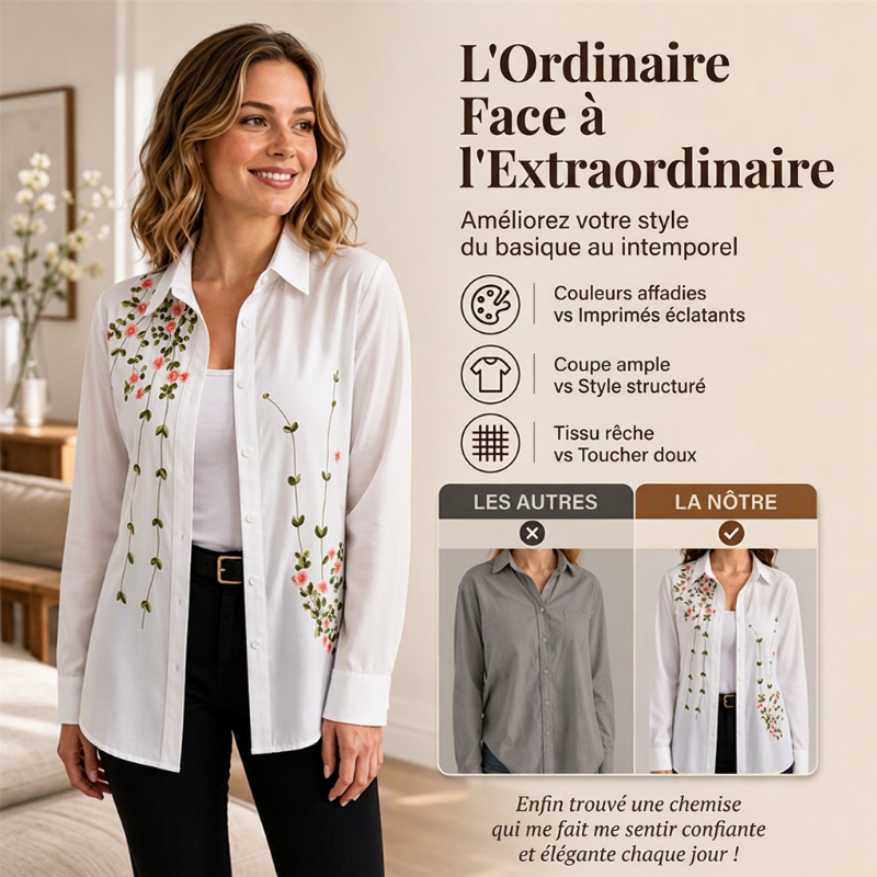 ⏳Liquidation totale⏳Chemise à manches longues à imprimé floral pour femmes