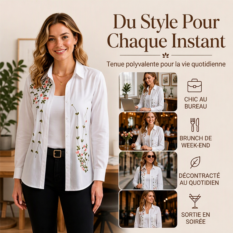 ⏳Liquidation totale⏳Chemise à manches longues à imprimé floral pour femmes