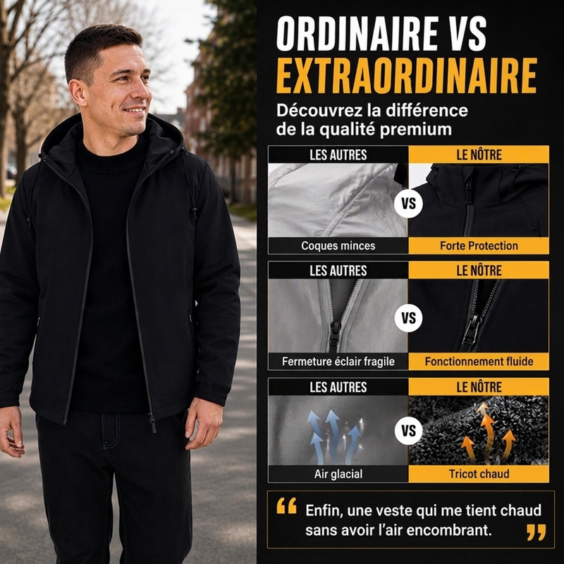 Veste à capuche coupe-vent pour homme, doublée de peluche