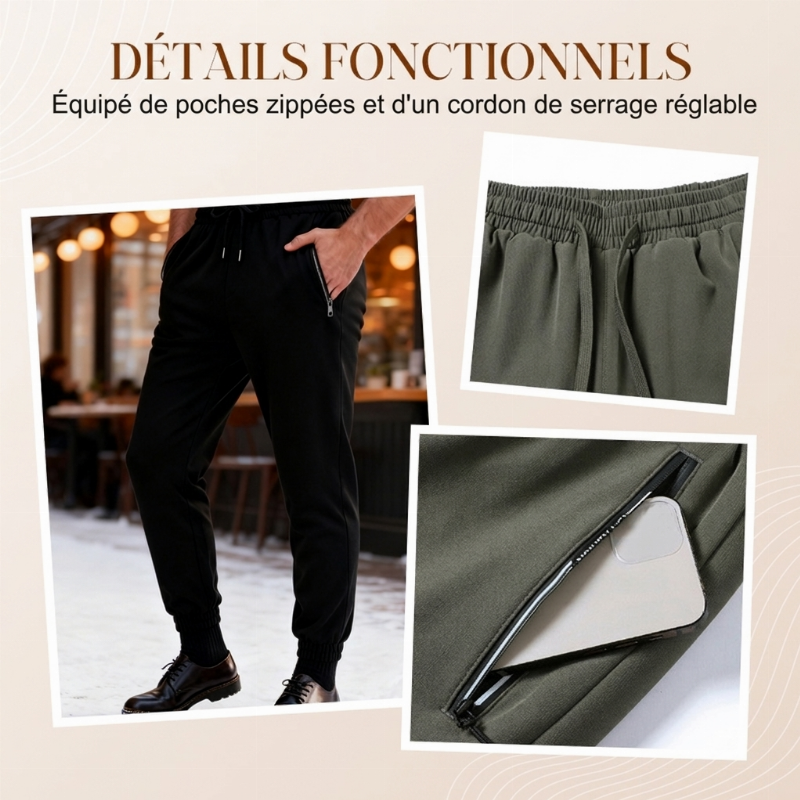 Pantalon imperméable pour homme avec doublure chaude et cordon de serrage