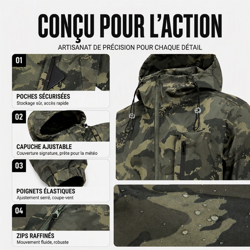 Veste à capuche camouflage élégante pour femmes