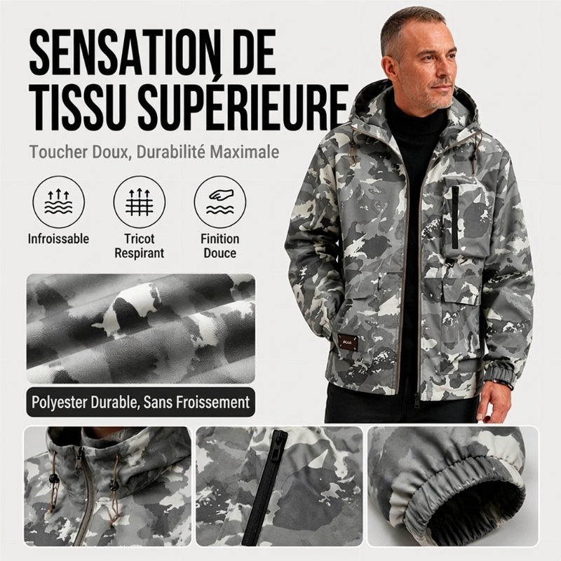Veste à capuche camouflage élégante pour femmes