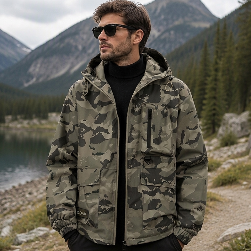 Veste à capuche camouflage élégante pour femmes