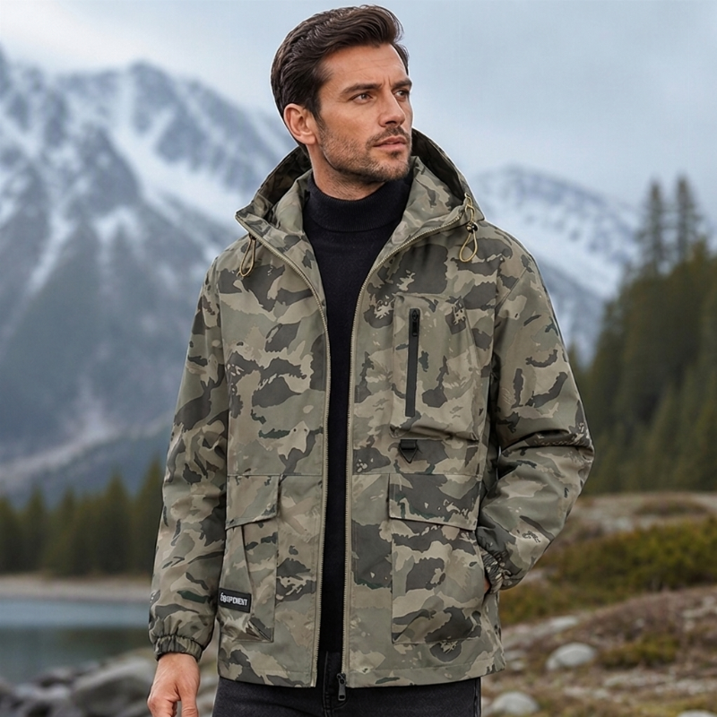 Veste à capuche camouflage élégante pour femmes