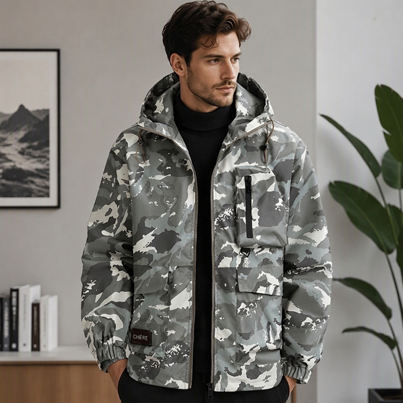 Veste à capuche camouflage élégante pour femmes