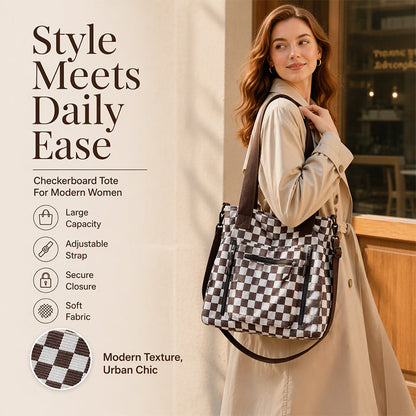 ⏳Liquidation totale⏳Casual Large Capacity Checkerboard Tote Bag