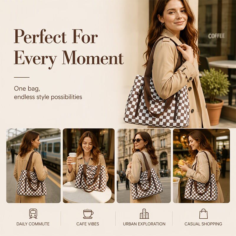 ⏳Liquidation totale⏳Casual Large Capacity Checkerboard Tote Bag