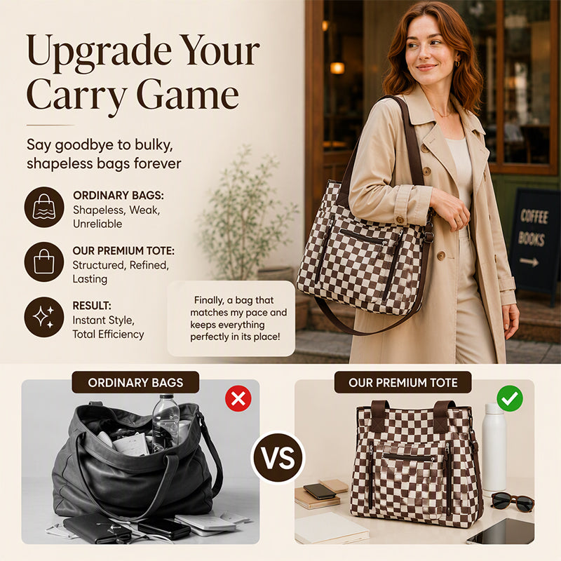 ⏳Liquidation totale⏳Casual Large Capacity Checkerboard Tote Bag