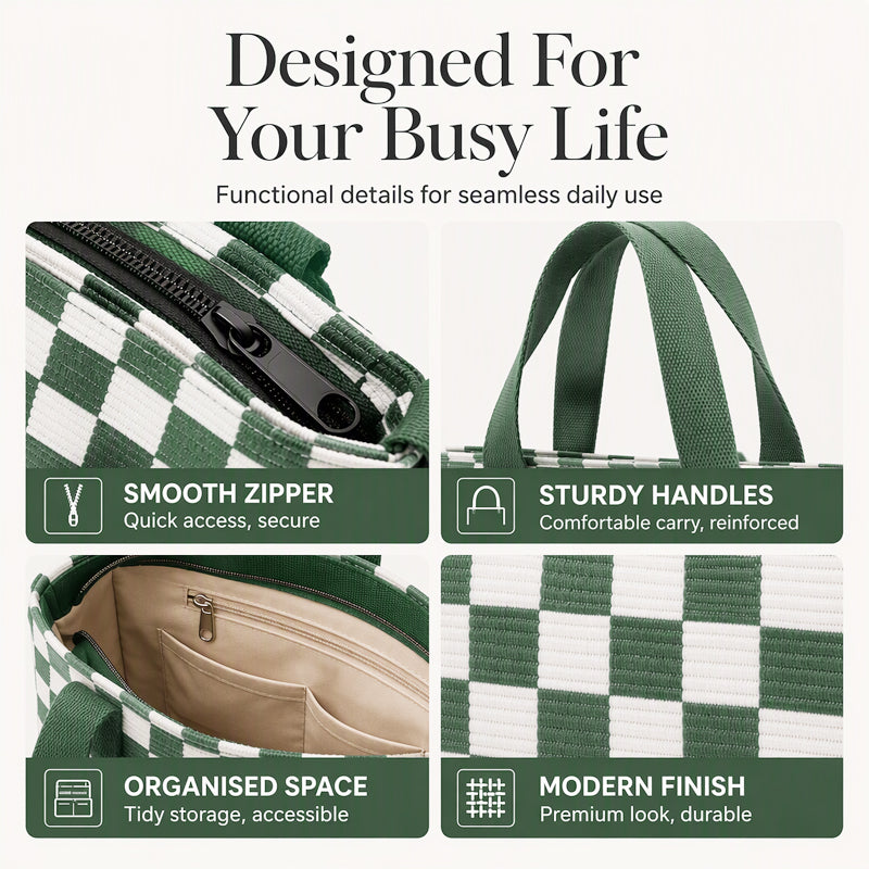 ⏳Liquidation totale⏳Casual Large Capacity Checkerboard Tote Bag