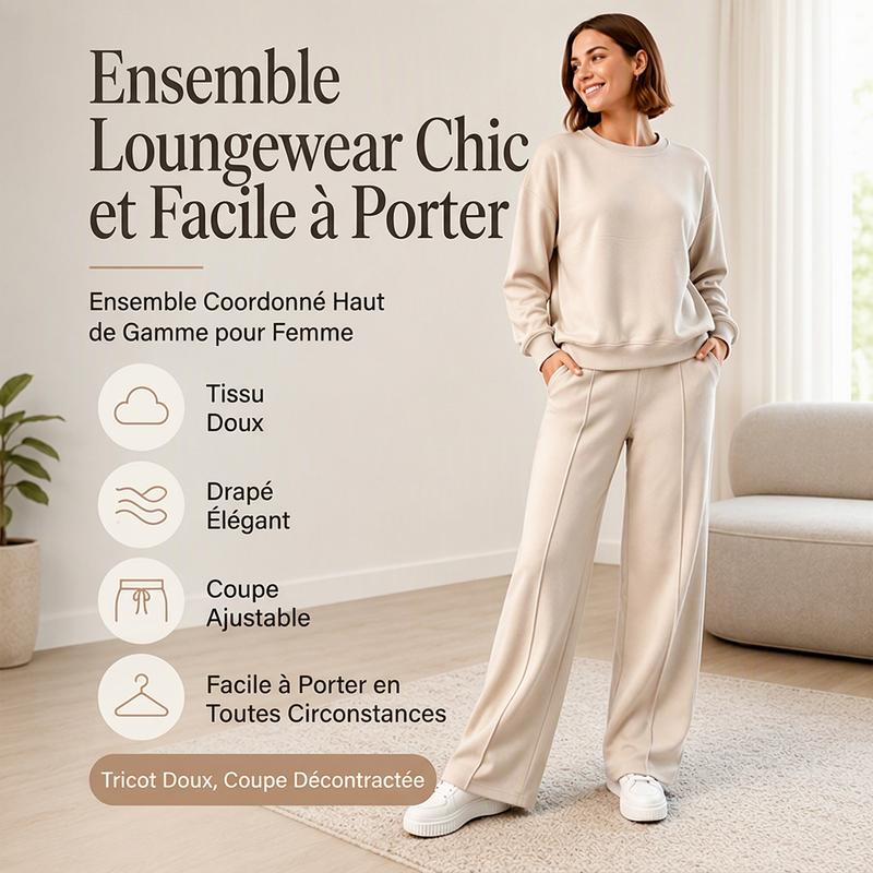 Ensemble sweat à col rond et pantalon de survêtement pour femme