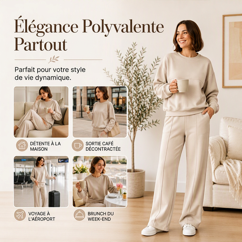 Ensemble sweat à col rond et pantalon de survêtement pour femme